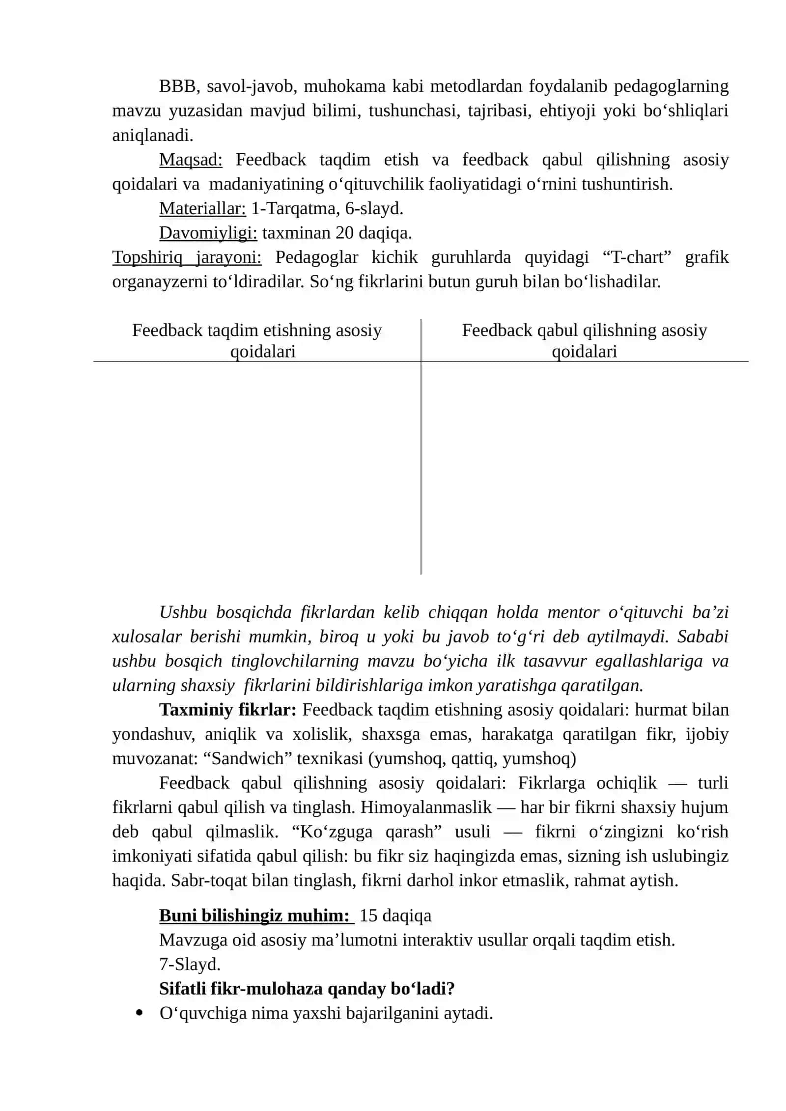 Taʼlim jarayonini chuqurlashtirishda formativ baholash va konstruktiv qayta aloqa (feedback, feedforward) amaliyotlari 3