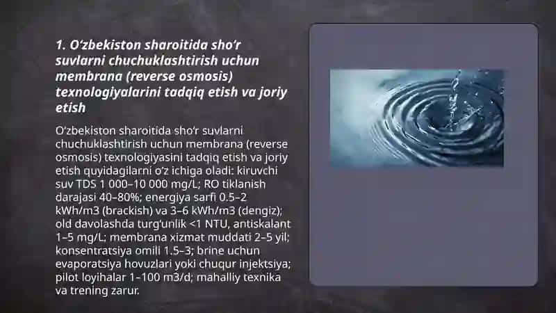 O‘zbekiston sharoitida sho‘r suvlarni chuchuklashtirish g‘oyasini yaratish 3