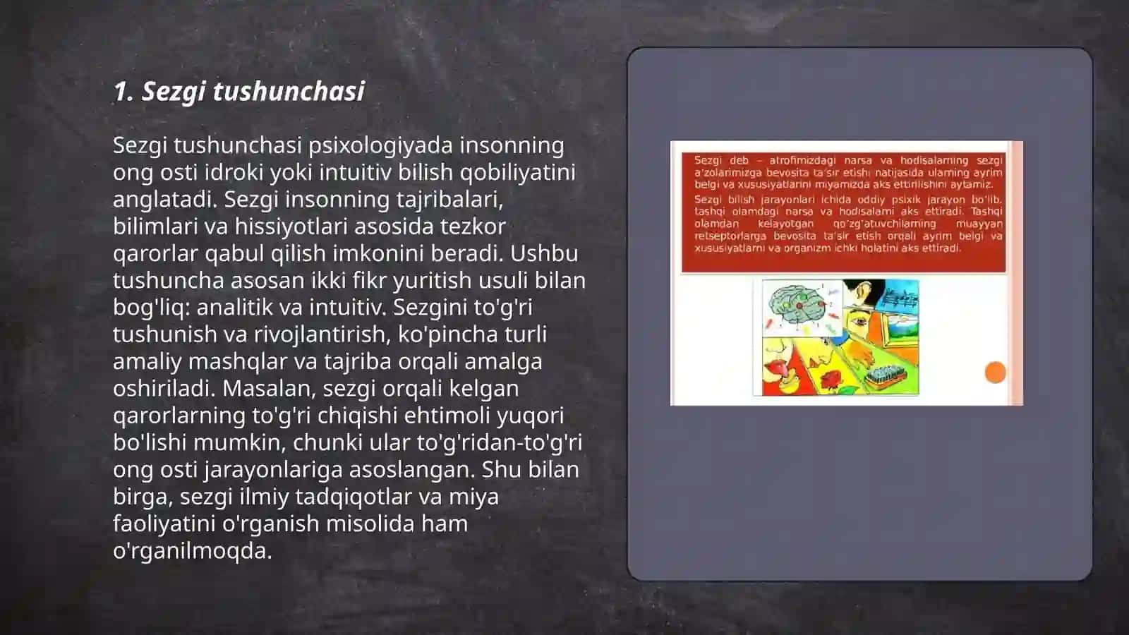 Sezgi haqida tushuncha. Nerv fiziologik asosi 3