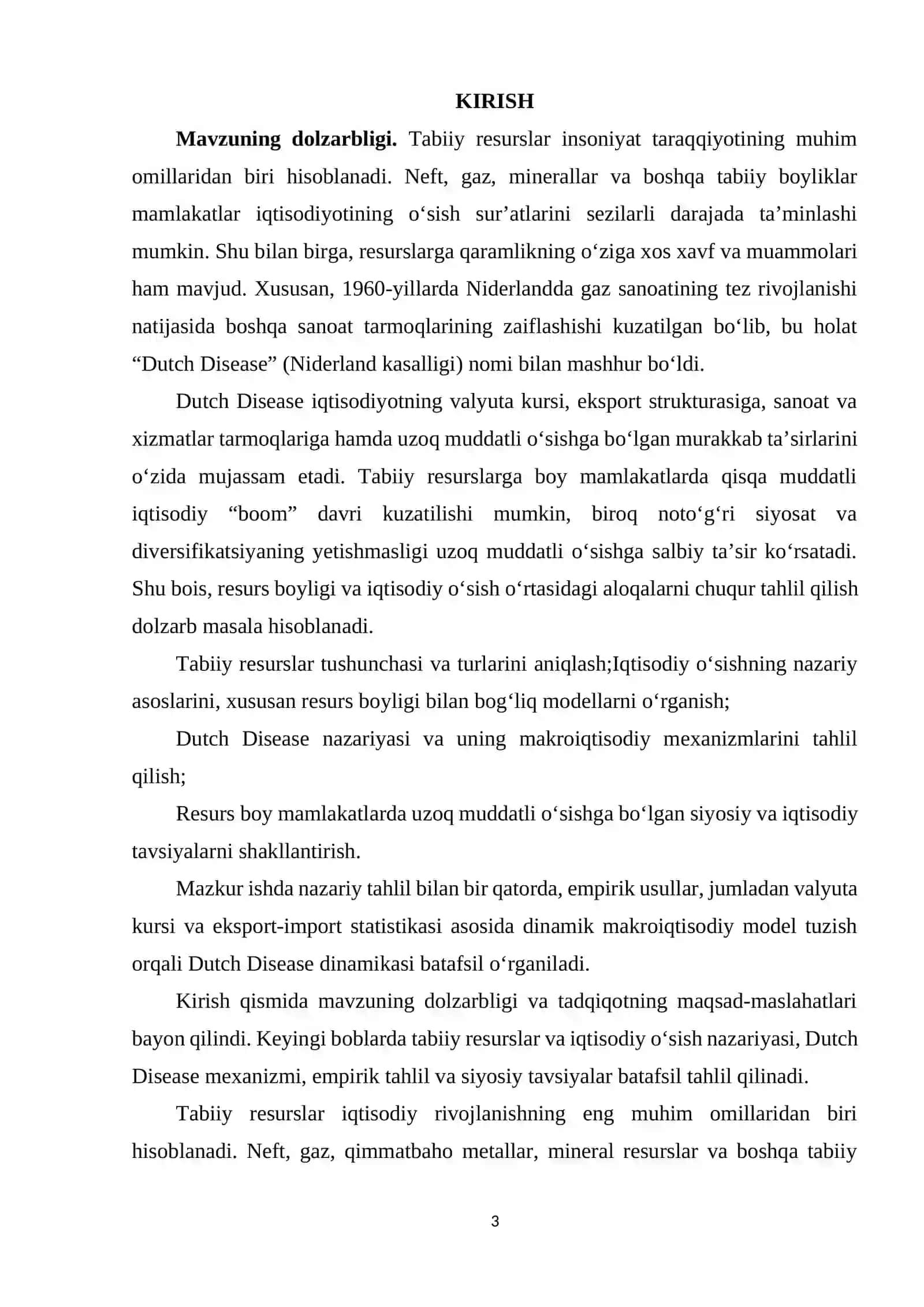 IQTISODIY O‘SISH VA TABIIY RESURSLAR (DUTCH DISEASE DINAMIKASI) 3