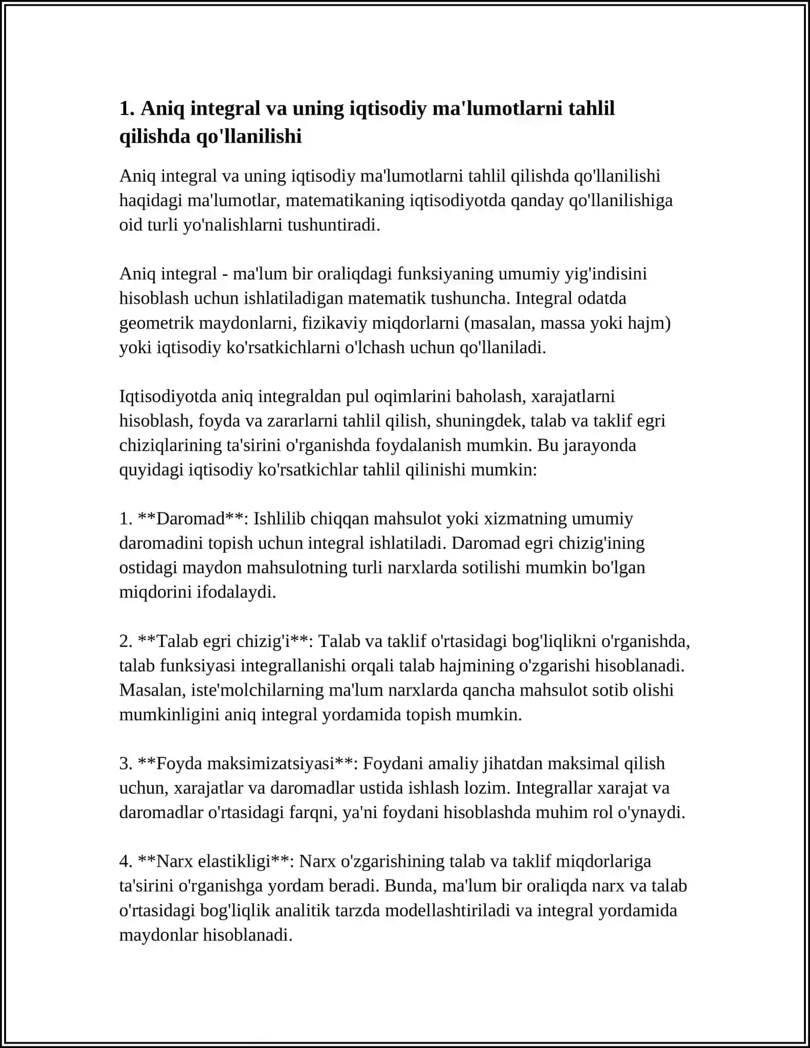 ANIQ INTEGRALNING IQTISODIYOTDA QO'LLANILISHI 3