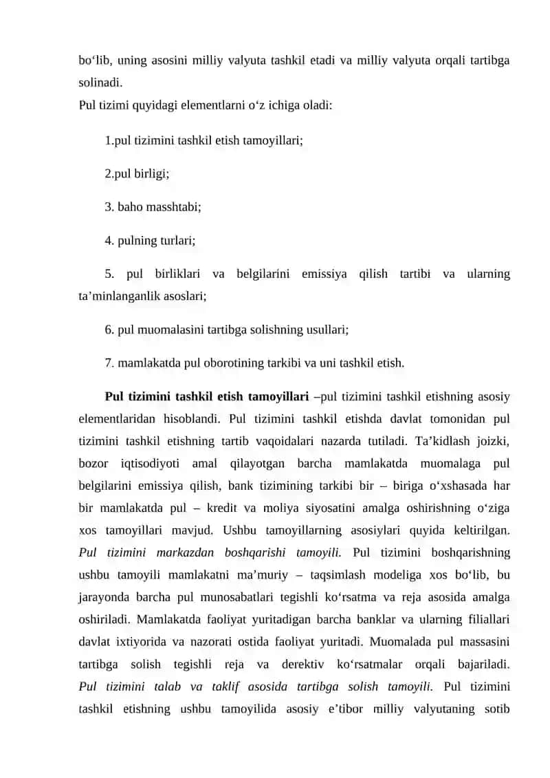 Pul tizimi: mazmuni, turlari va elementlari 3