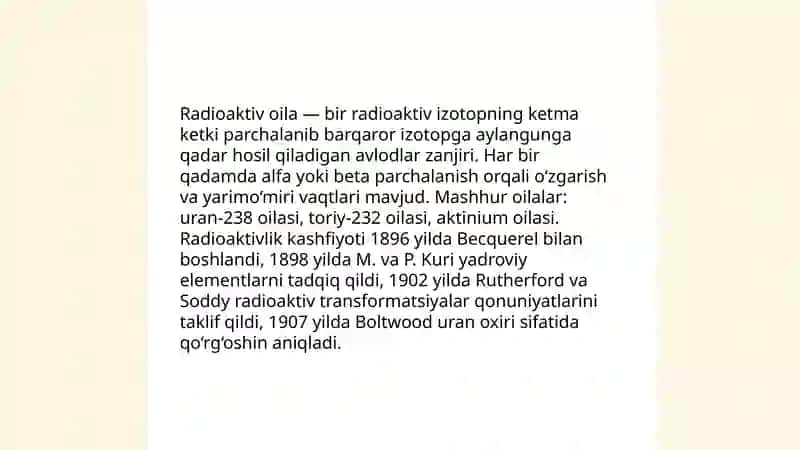 Radioaktiv oilalar. Sunʼiy radioaktivlik 3