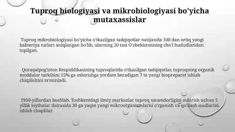 Tuproqlarni Tadqiq Etishga Hissa Qo'shgan Olimlar Haqida Prezintatsiya Tayyorlash 3