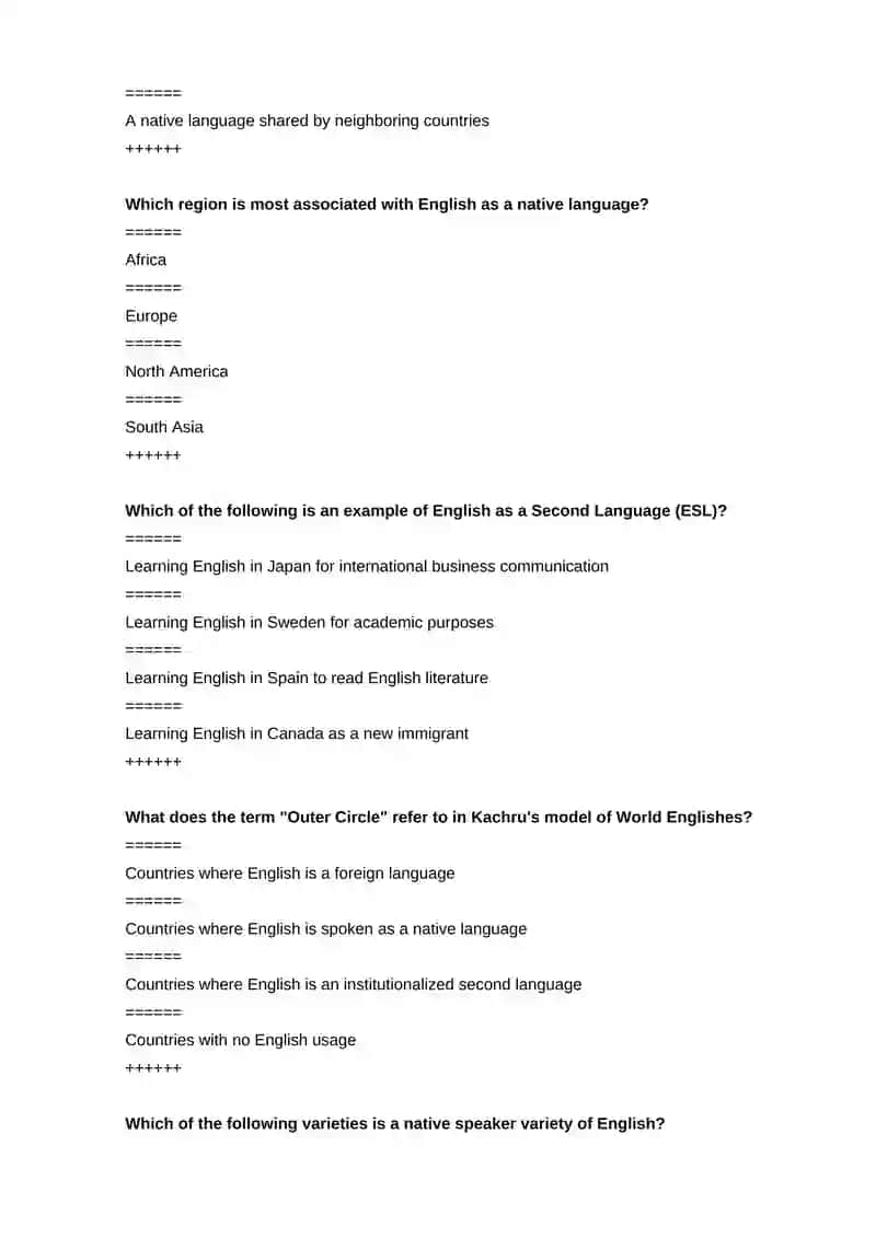MULTIPLE CHOICE QUESTIONS FOR THE FINAL EXAMINATION ON ELTM COURSE 3