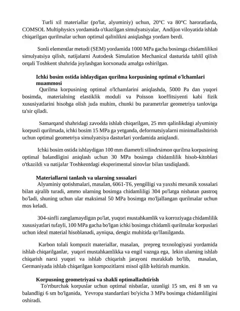 Optimal o'lchamlar va korpusni aniqlash 3