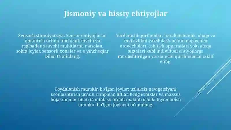 Alohida Yordamga Muhtoj Bolani Samarali Inkluziyasi UchunIchkiSharoitlar 3