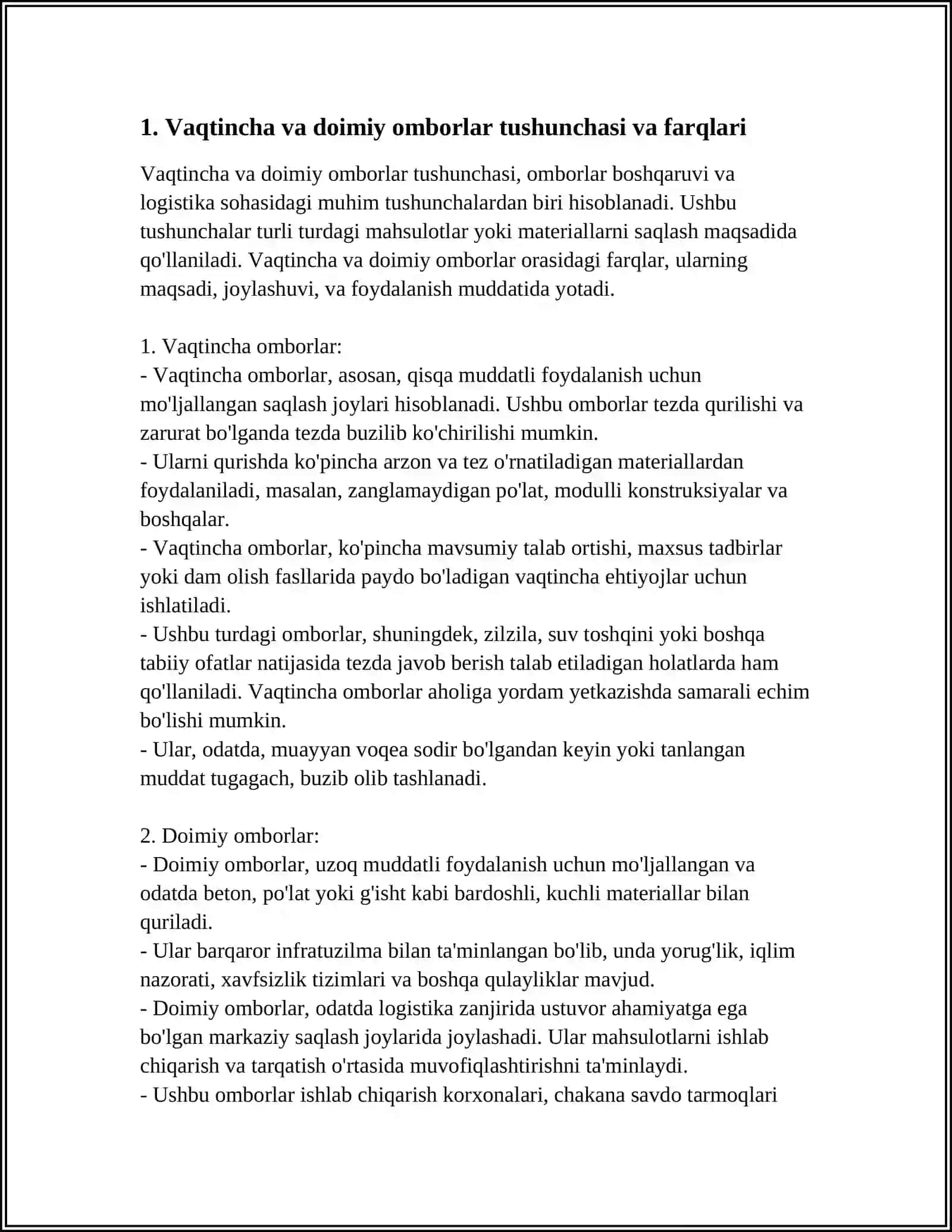 VAQTINCHALIK VA DOIMIY OMBORLAR TURLARI 3