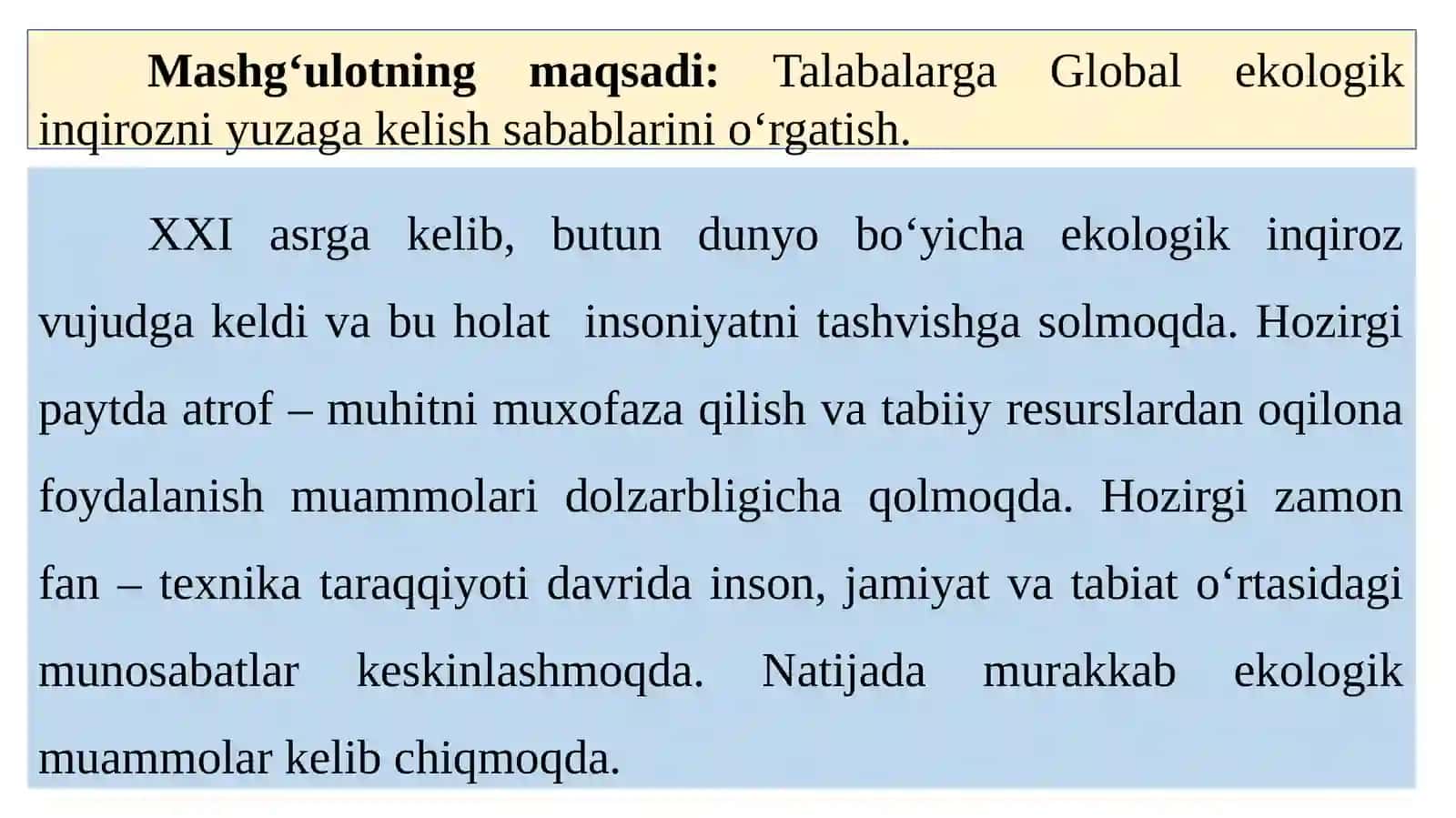 Global ekologik inqirozni yuzaga kelish sabablari 3