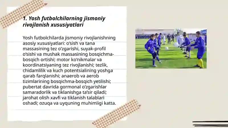 Yosh futbolchilarning tayyorlashni oʻziga xos xususiyatlari 3