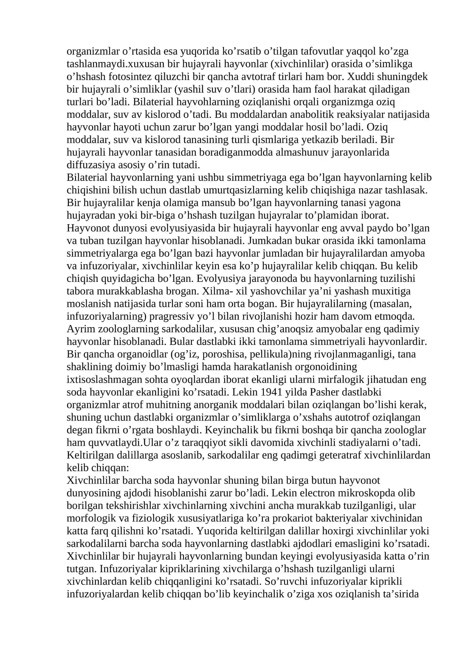 Bilaterial simmetriyaning biologik ahamiyati 3