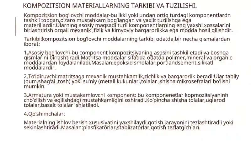 Kompozitsion Materiallarning Tarkibi va Tuzilishi 3
