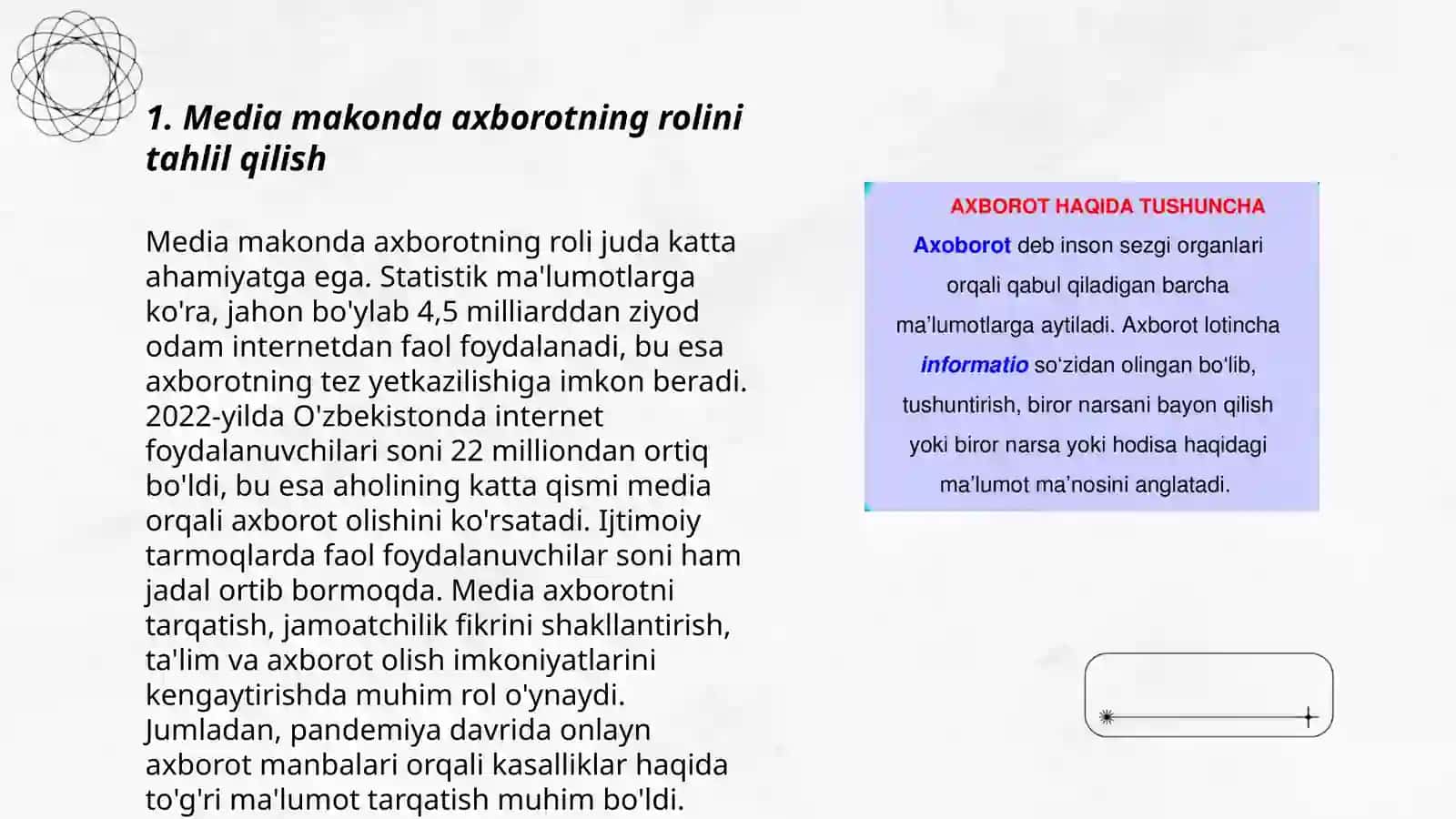 Media makonda axborotni taqdim etish 3