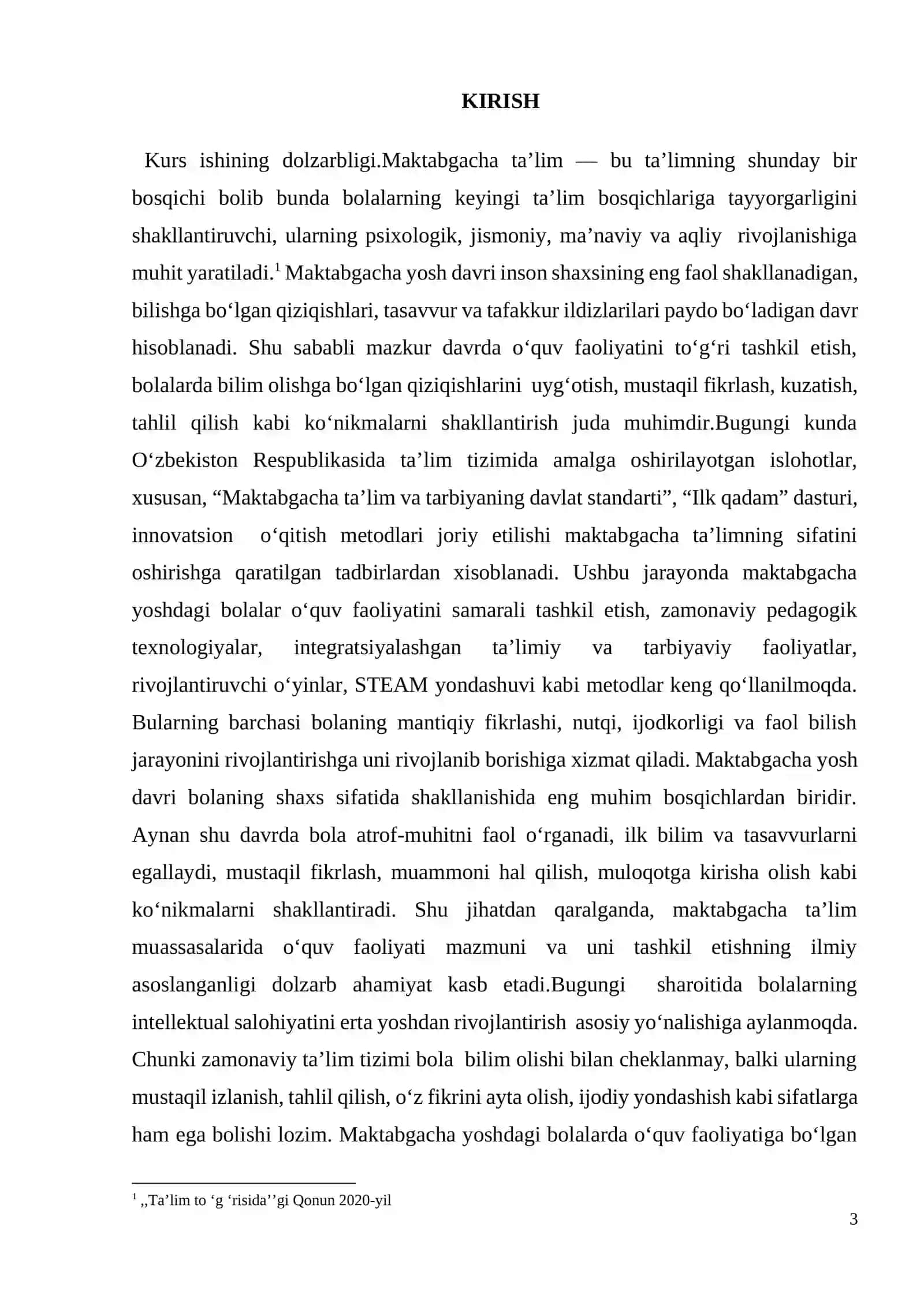 Bolalar psixologiyasi va psixodiagnostikasi KURS ISHI 3