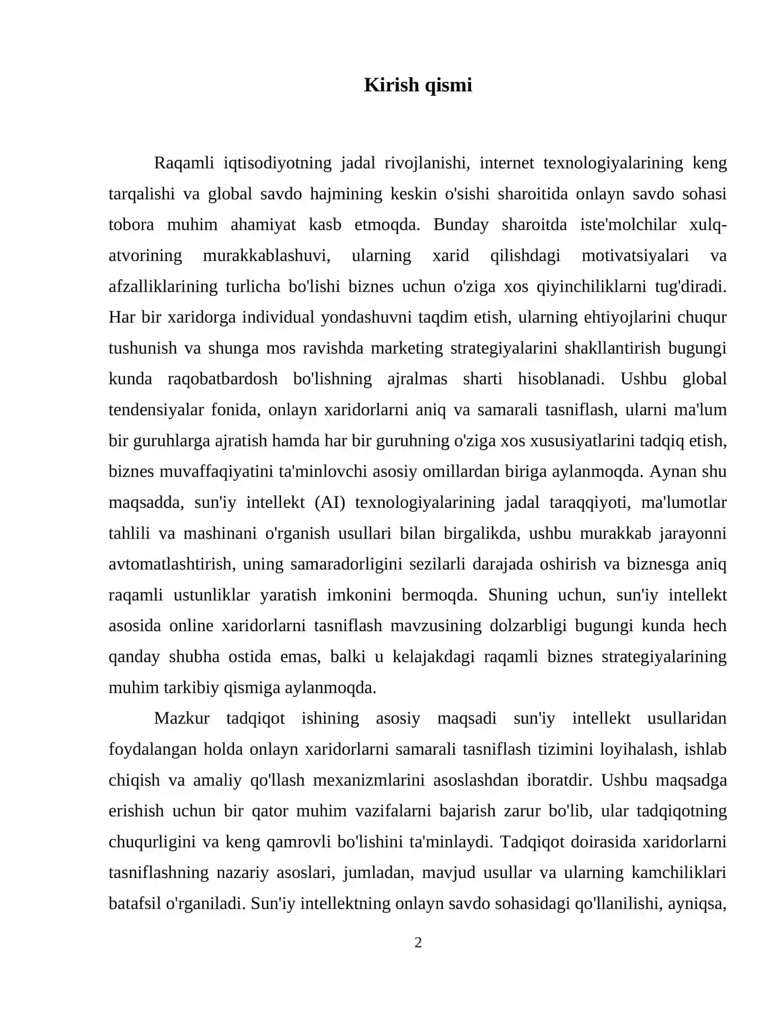 Sun’iy intellekt asosida online xaridorlarni tasniflash 3