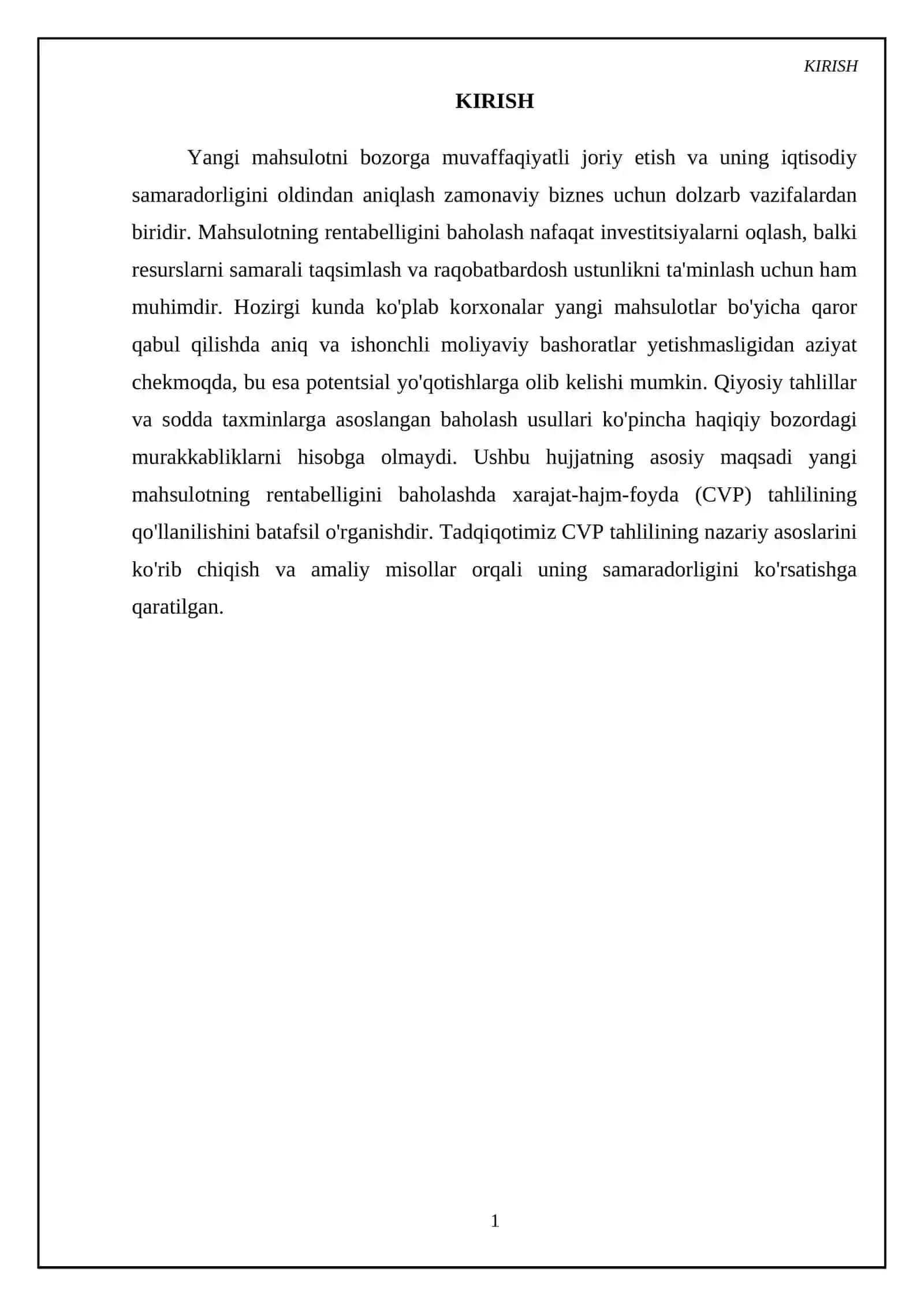 Yangi mahsulotning rentabelligini baholash uchun CVP tahlilini qollash 3