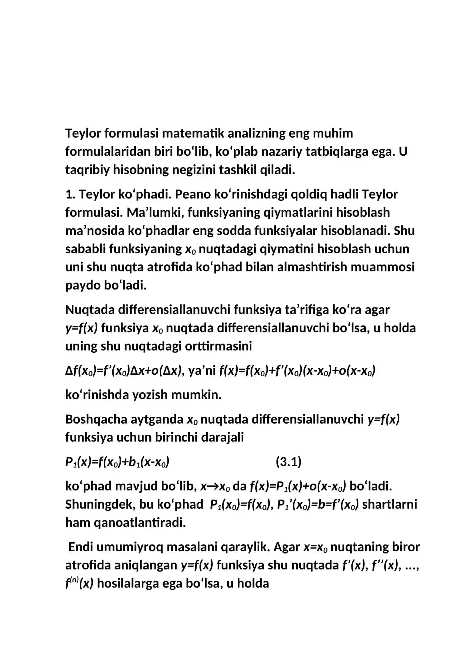 Teylor formulasining taqribiy hisoblashga tatbiqlari 3