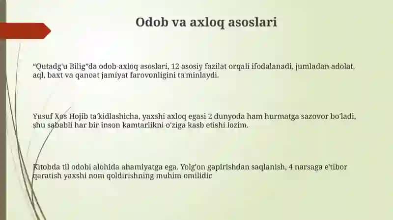 "Qutadg’u Bilig”da Adolat va Axloq Asoslari 3