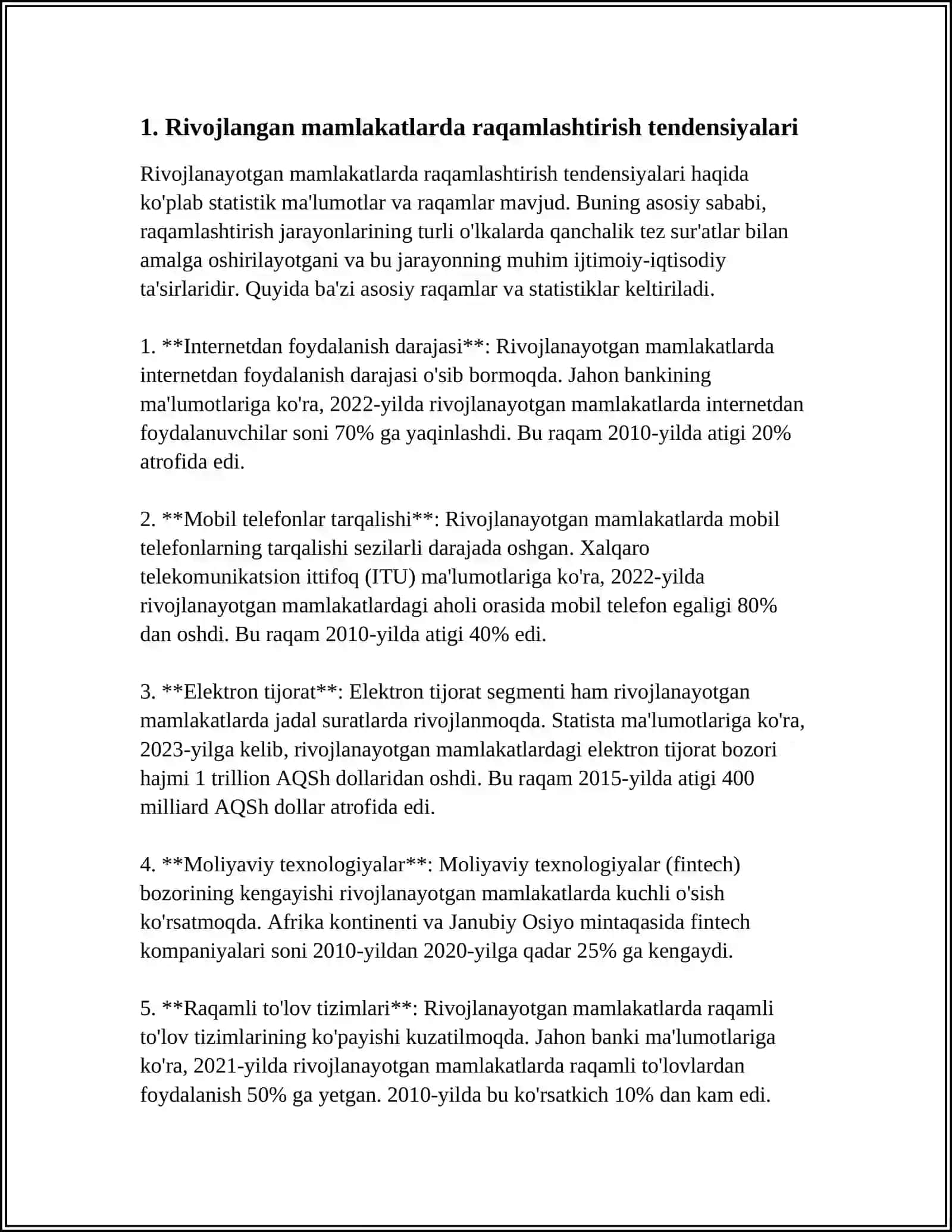 RIVOJLANGAN MAMLAKATLARDA BIZNESNI RAQAMLASHTIRISH TAJRIBASI VA UNDAN O’ZBEKISTONDA SAMARALI FOYDALANISH YO’NALISHLARI 3