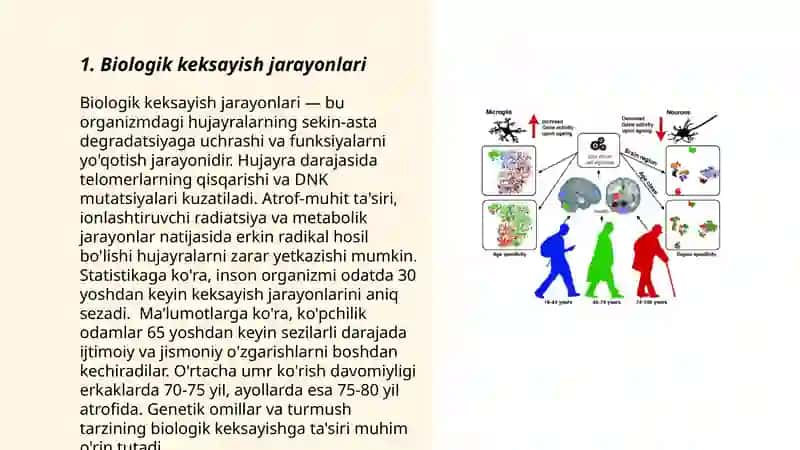 Psixogerantalogiya haqida tushuncha.Biologik keksayish 3