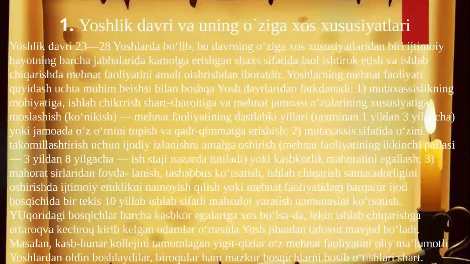 Mavzu: Yoshlik yetuklik va kexsalik davridagi psixik xususiyatlar 3