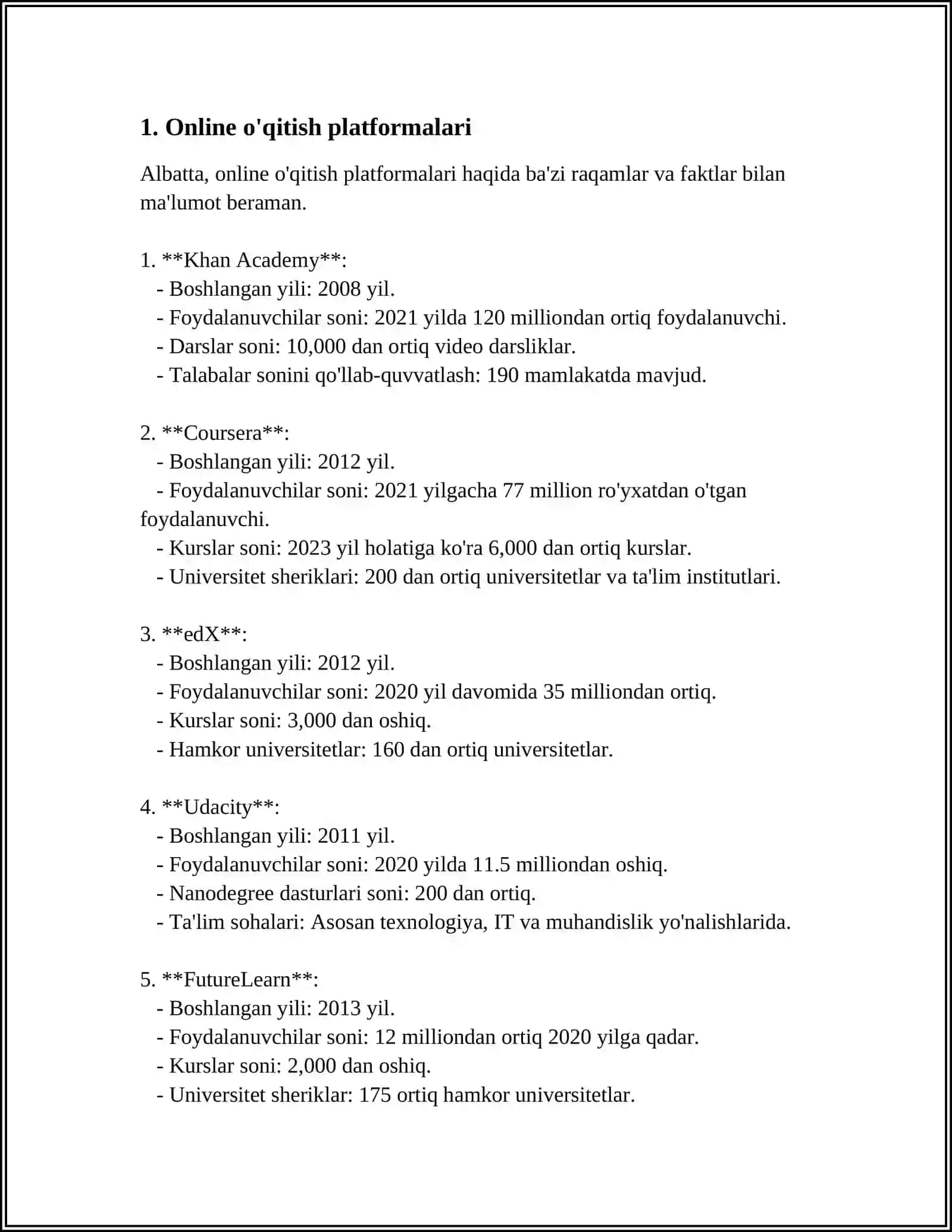 MUSTAQIL ISH Mavzu: INTERNET TIZIMIDAGI O'QITISH METODLARI 3