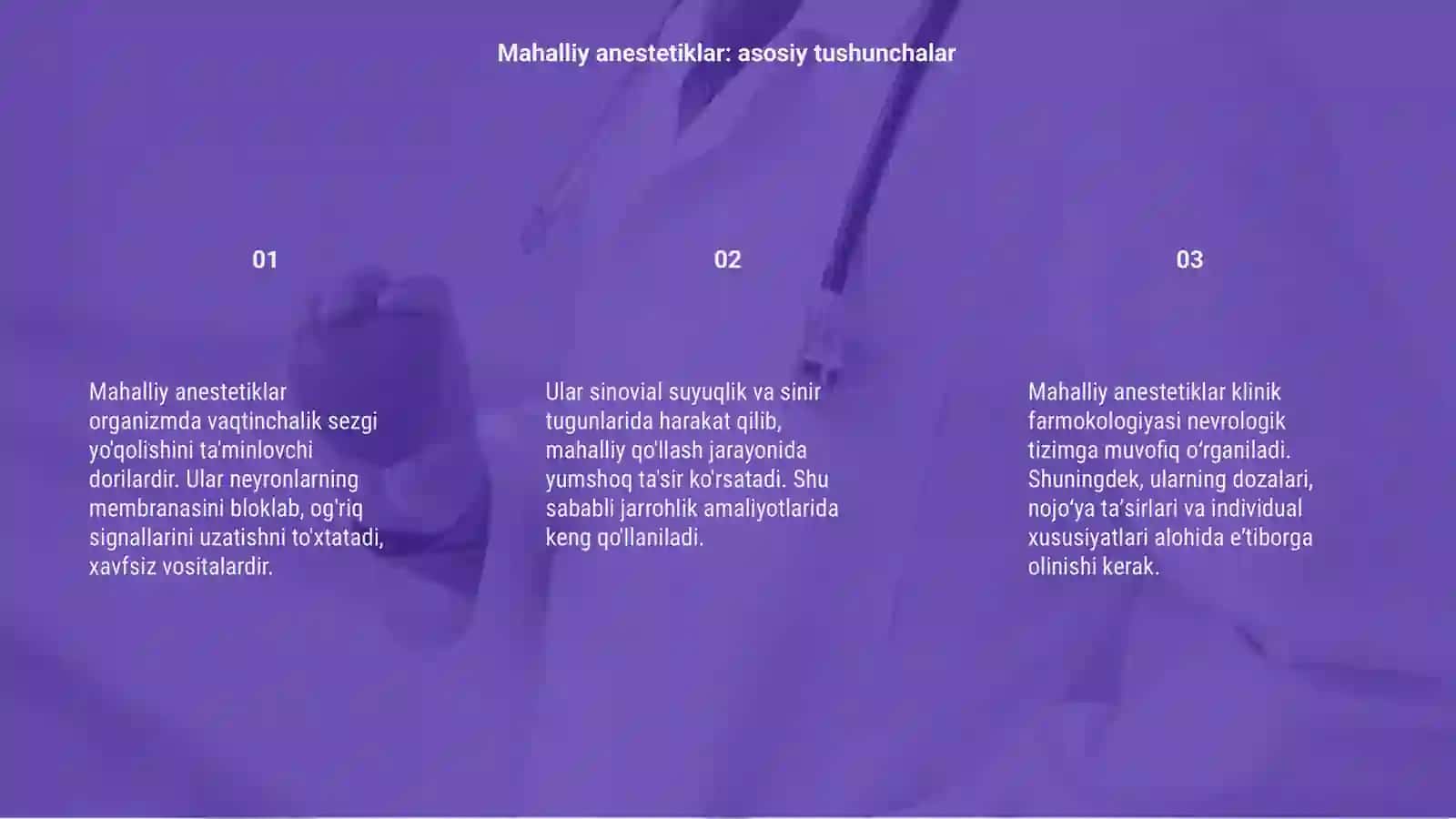 Mahalliy anestetik dori vositalarning klinik farmokologiyasi 3