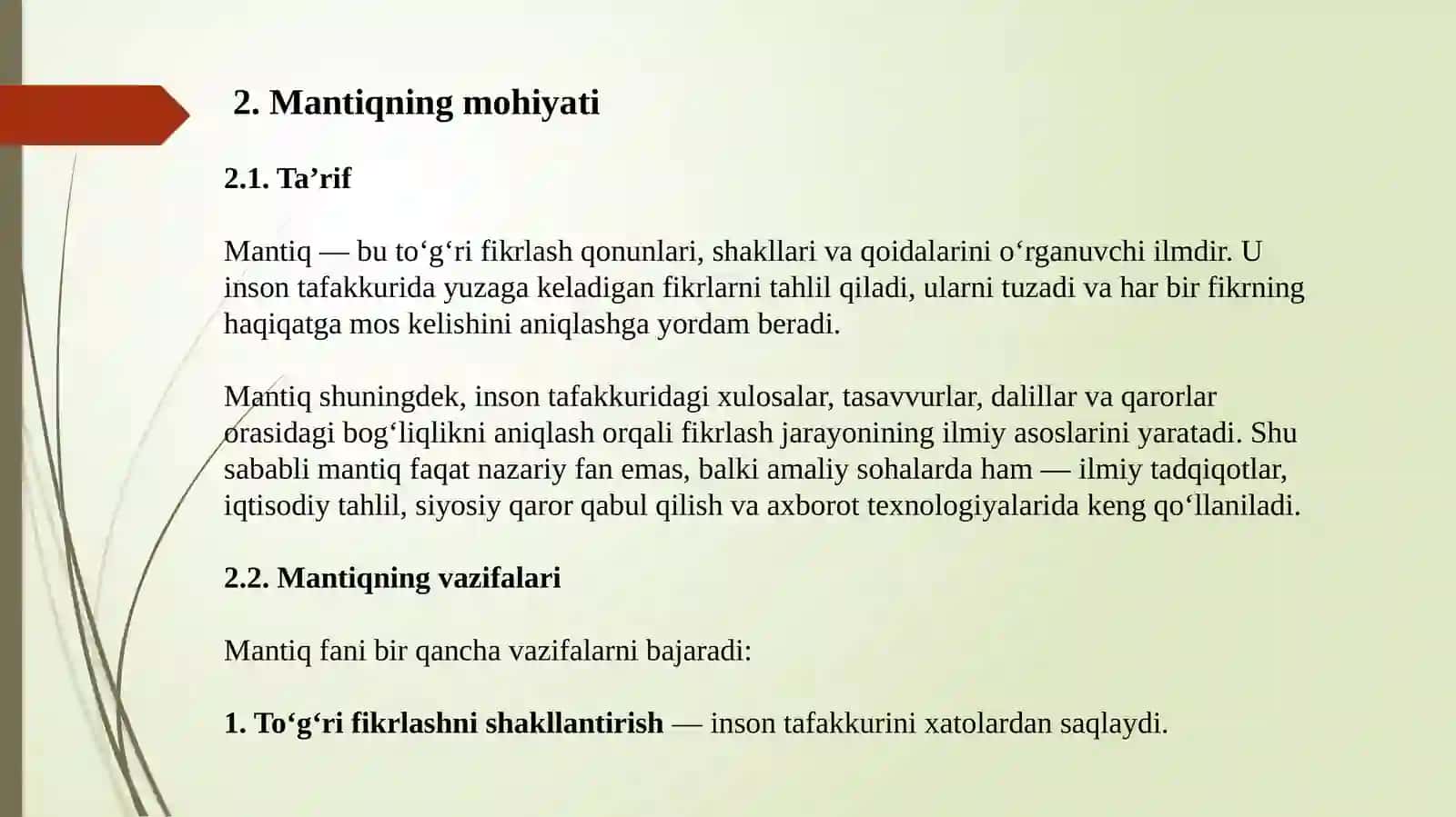 MANTIQ: TAFACKKUR SHAKLLARI VA QONUNLARINI O‘RGANUVCHI FAN 3