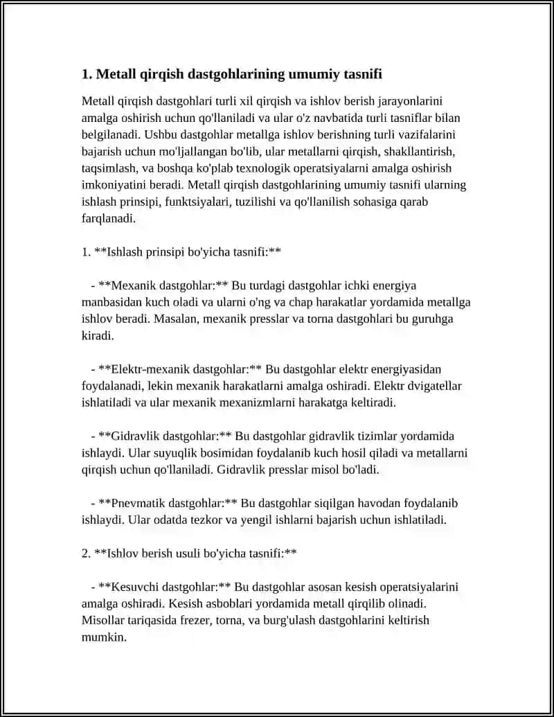 METALL QIRQISH DASTGOHLARINING TASNIFI VA UMUMIY TUZILISHI 3