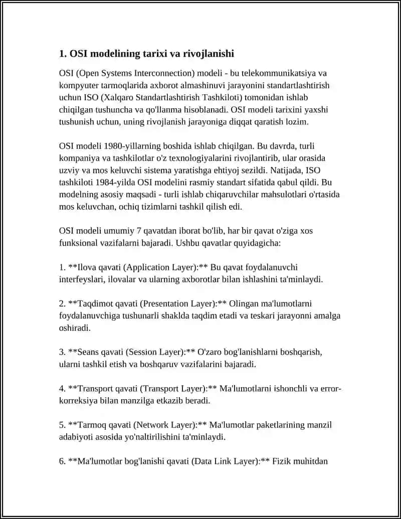 OSI MODELINDA AMALIY SATXI PROTOKOLLARI 3