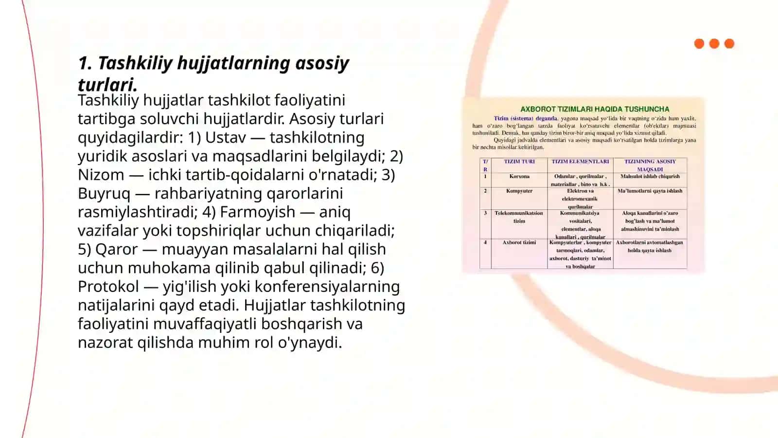 Tashkiliy hujjatlarning asosiy turlari 3