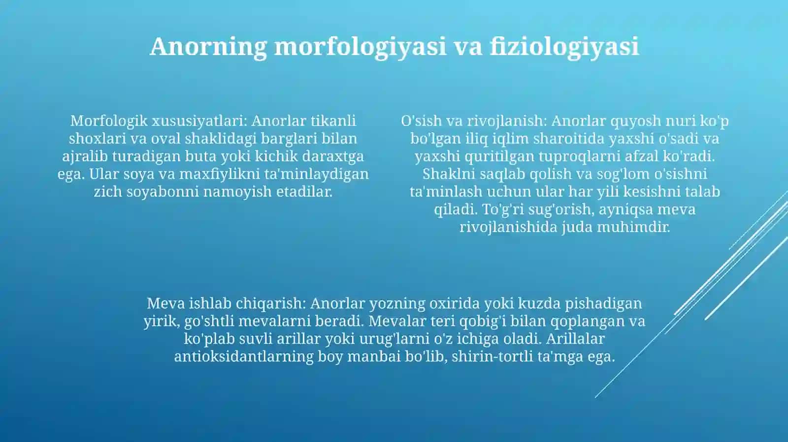 Anor OʻSimligini Yetishtirishning Yillik Agrotexnik TadbirlarniIshlabChiqish 3