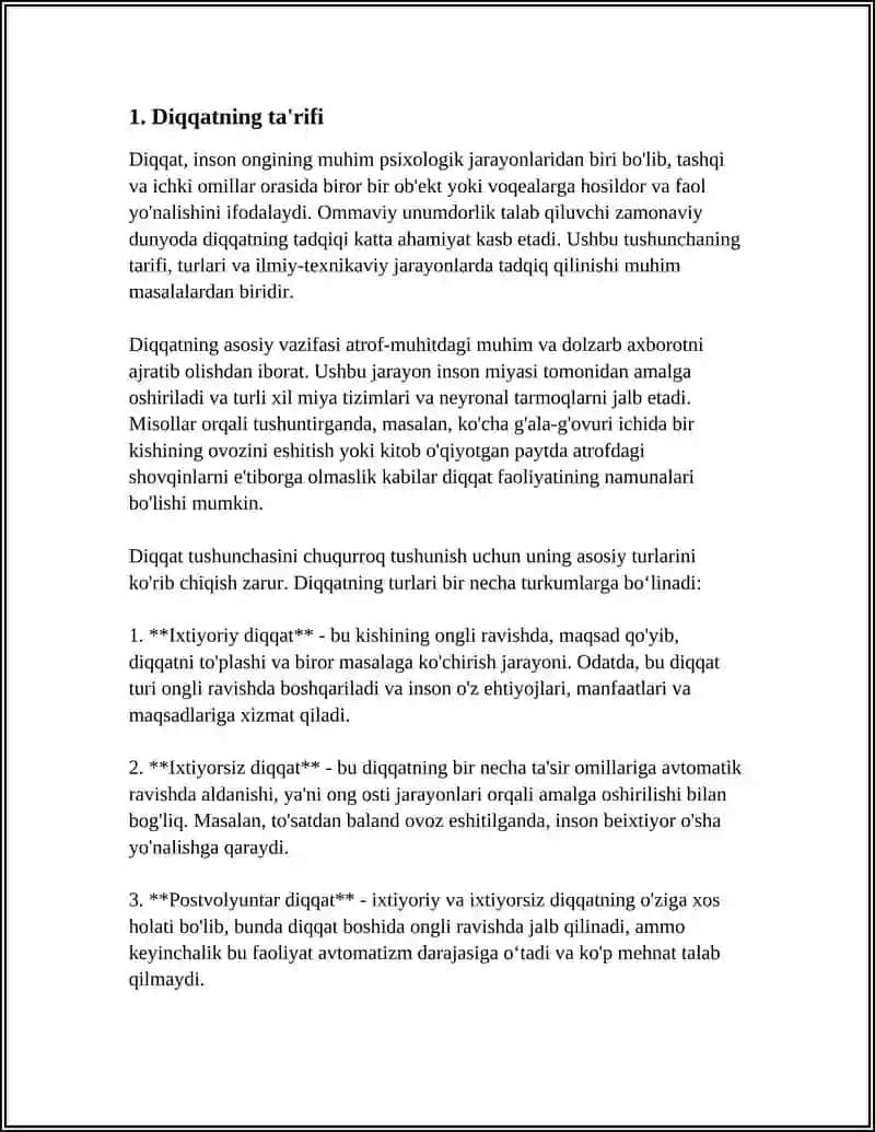 DOBRINNING DIQQAT HAQIDAGI QARASHLAR. DIQQATNING XUSUSIYATLARI 3