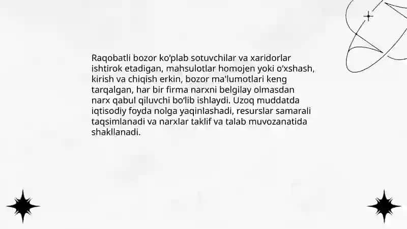 Raqobatli bozor va uning xususiyatlari 3
