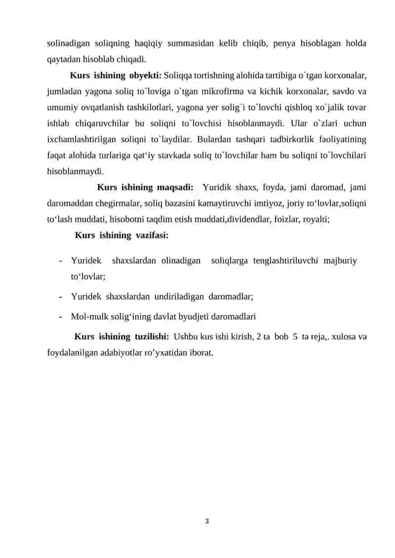 Yuridik shaxslardan undirilgan soliqlar va boshqa majburiy to’lovlar tarkibi 3