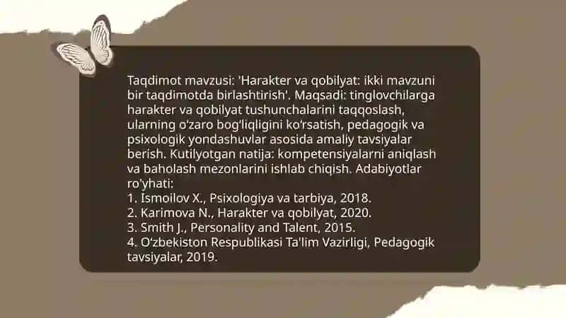 Harakter va qobilyat: ikki mavzuni bir taqdimotda birlashtirish 3