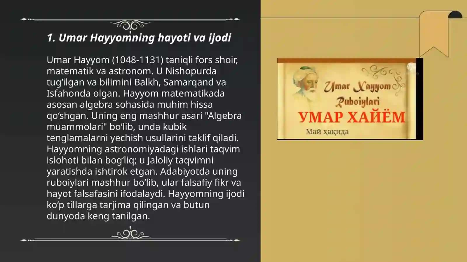 Umar hayyom navroznoma asari tahlili 3