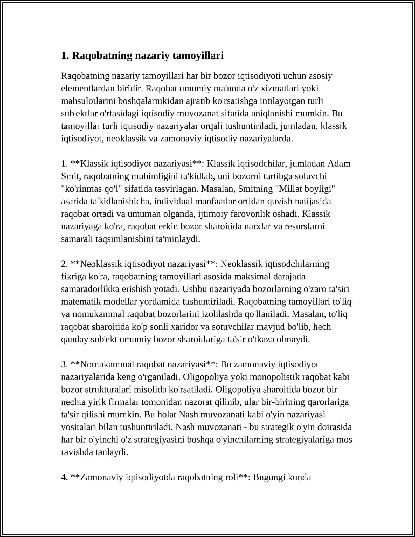 Raqobatning Mohiyati, Shakllari va Usullari 3