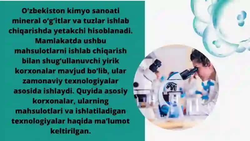 O'zbekiston mineral o'g'itlar va tuzlar ishlab chiqaruvchi kimyo sanoati korxonalari 3