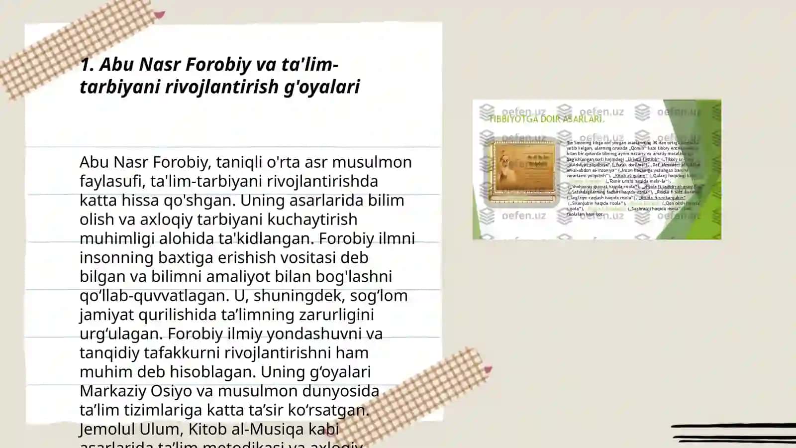 Abu Nasr Forobiy va ta'lim-tarbiyani rivojlantirish g'oyalari 3