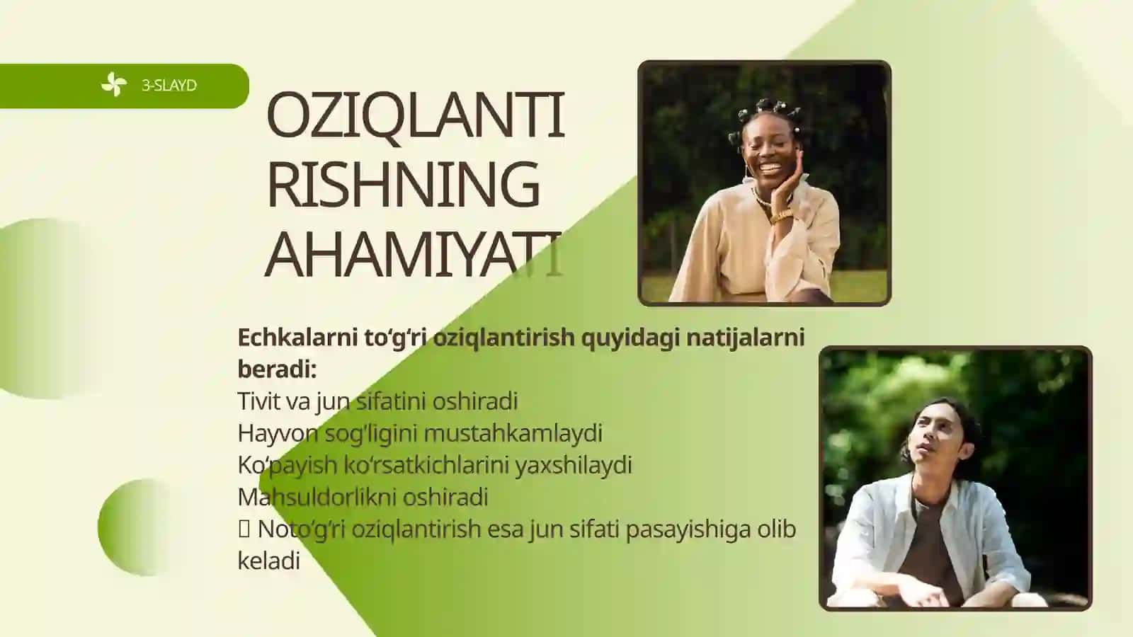 TIVIT VA JUN BERUVCHI ECHKILAR UCHUN OZIQLANTIRISH ME’YORLARI VA RATSIONLARI 3