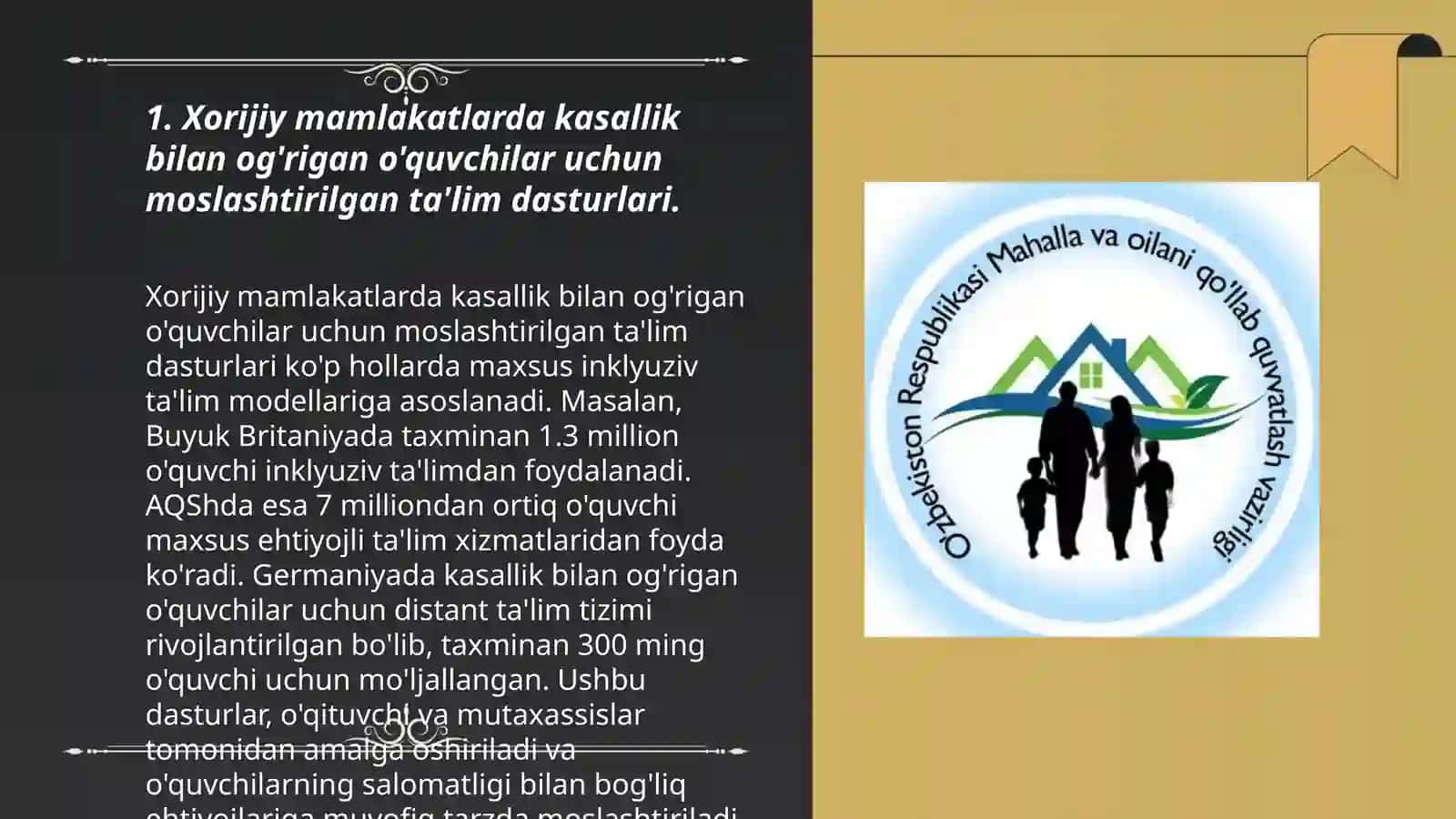 Xorijiy mamlakatlarda kasallik bilan og'rigan o'quvchilarni o‘rganishni qollab quvvatlashga qaratilgan asosiy ijtimoiy-pedagogik ishlar 3
