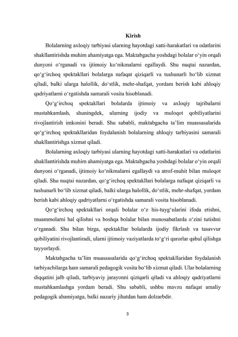 Qo'g'irchoq spektakllar orqali ahloqiy saboqlar berish 3