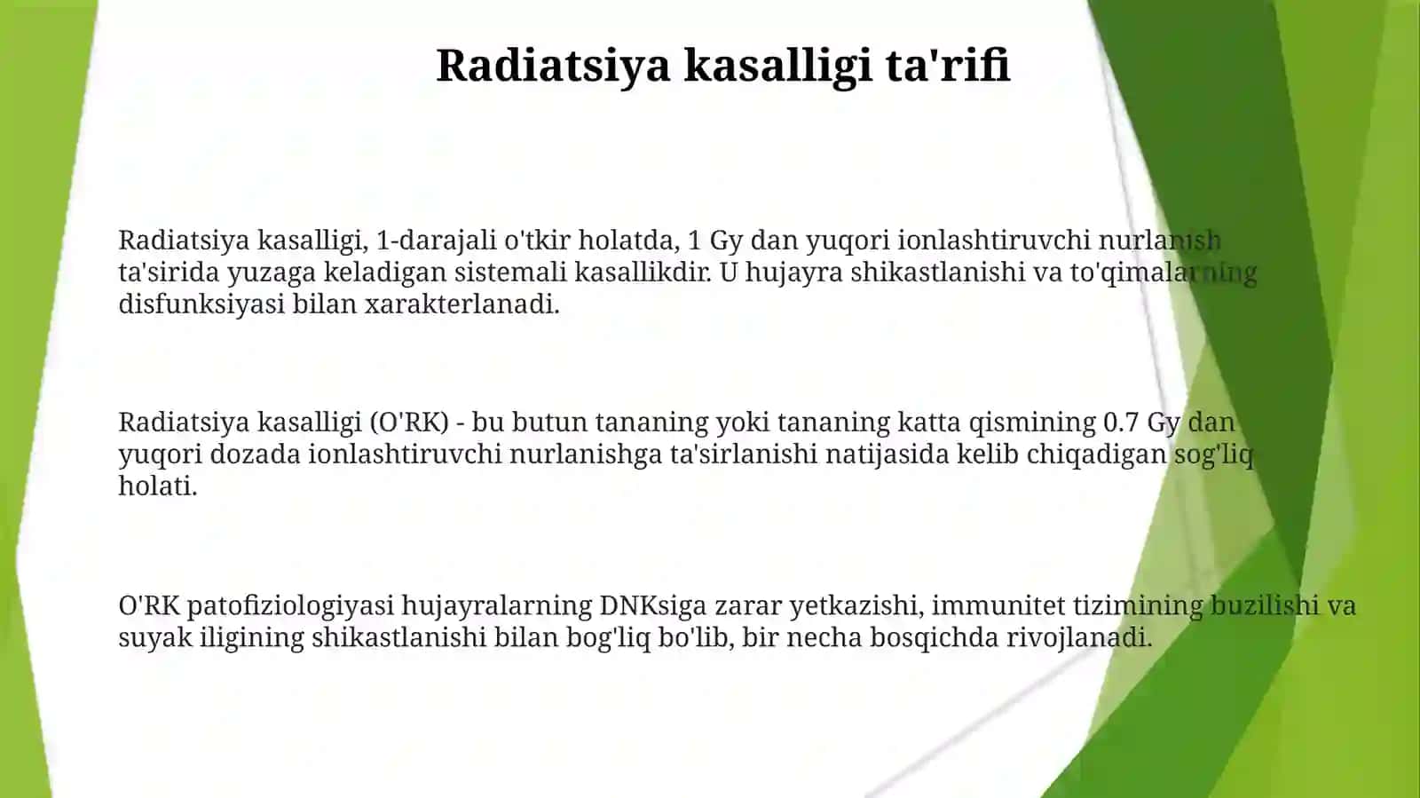 Insonlarda nurlanish kasalligi. Uni tashxislash usullari 3