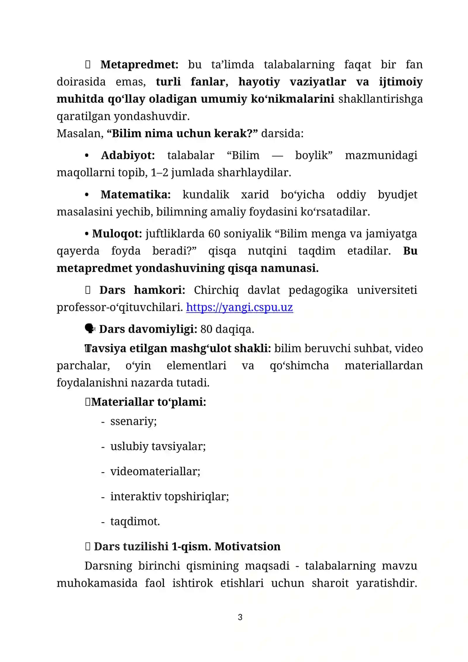 2-mavzu: “Bilim nima uchun kerak?” 3