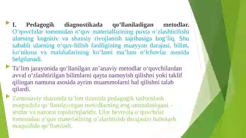 Pedagogik diagnostika ning umumiy metodlari 3