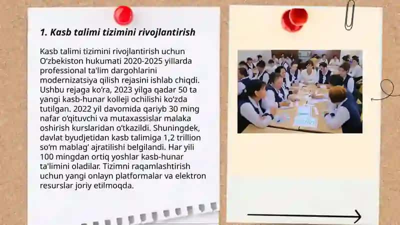 Kasb talimi o'qituvchilarni qayta tayyorlash va malakasini oshirish 3