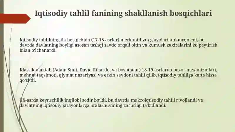 Iqtisodiy tahlilning fan sifatida shakllanishi 3