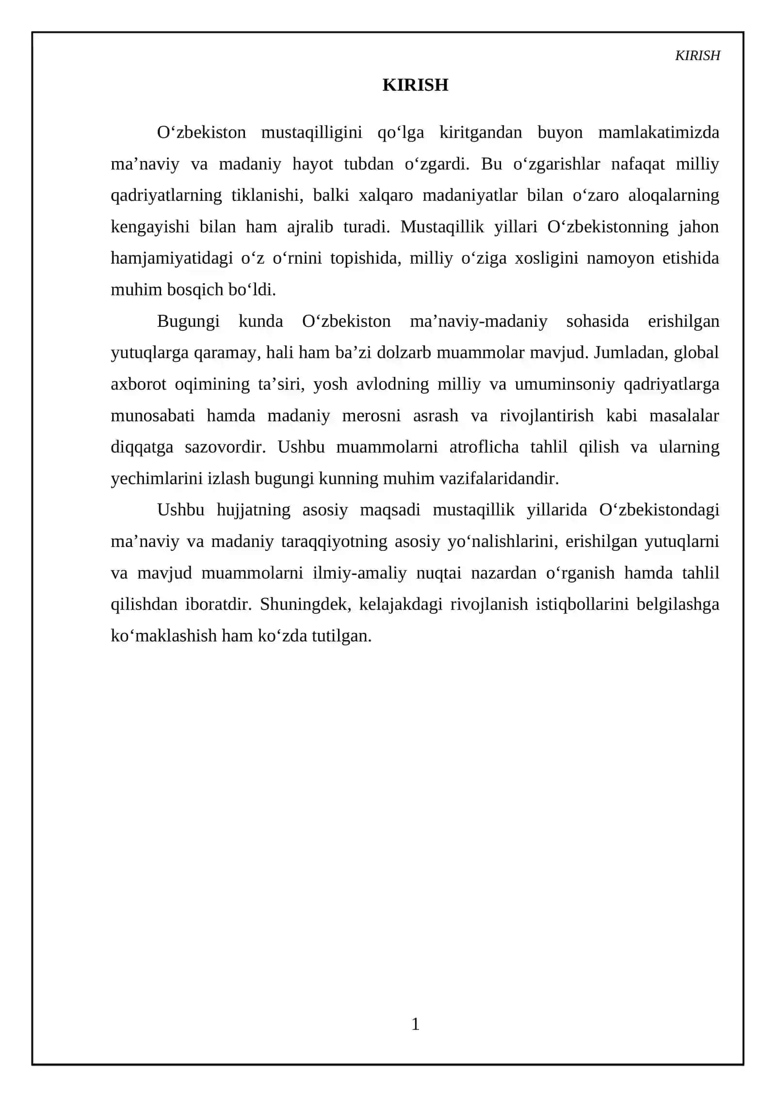 Mustaqillik yillarida O‘zbekistondagi ma'naviy va madaniy taraqqiyot 3