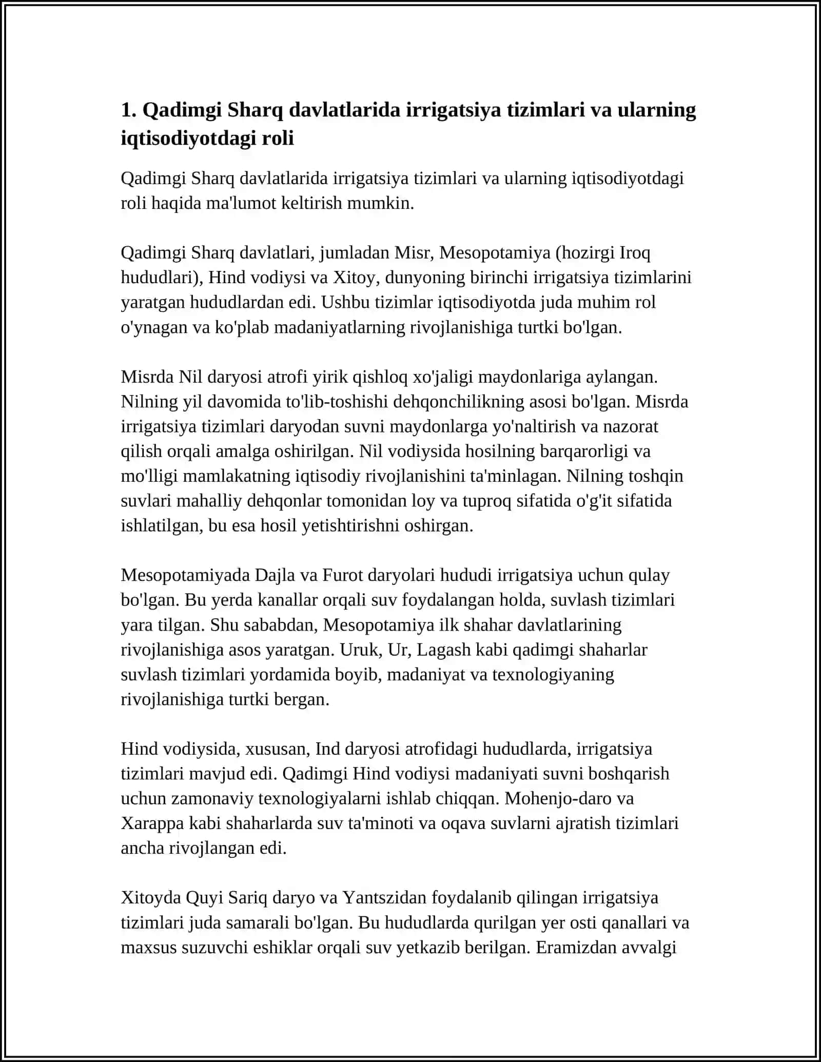 QADIMGI SHARQ DAVLATLARI IQTISODIY TARAQQIYOTINING MUAMMOLARI VA XUSUSIYATLARI 3